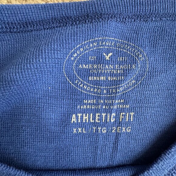 American Eagle Outfitters Graphic Long Sleeve Shirt XXL Athletic Fit Waffle Knit - Picture 5 of 7